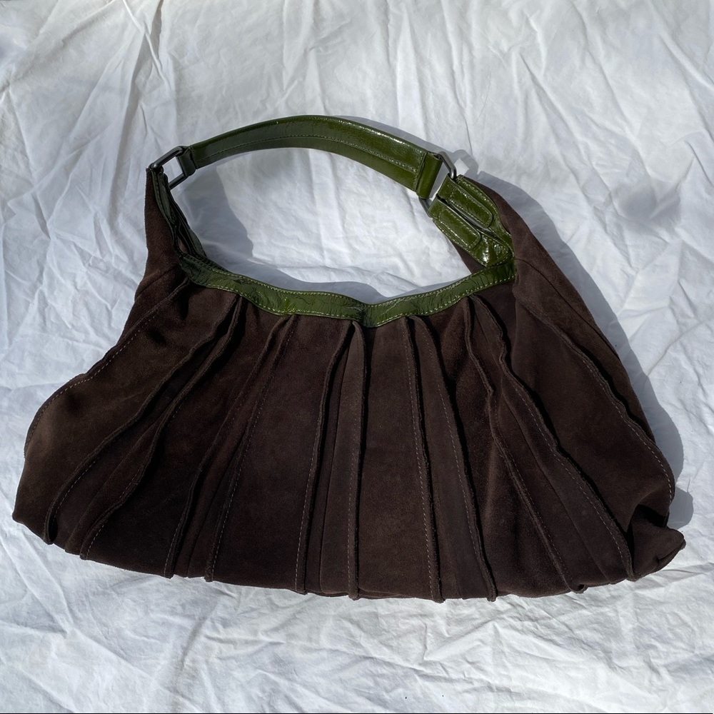 Kenneth Cole dark brown suede shoulder bag